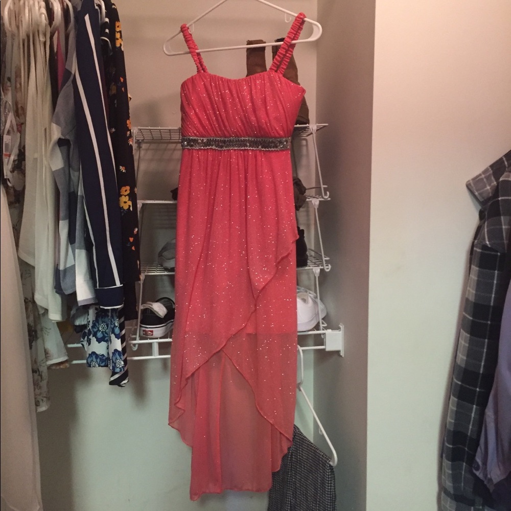 Sparkly Pink High Low Dress